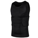 Men's Rib Protector Padded Vest Compression Shirt Training Vest with 3-Pad