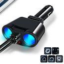 2 Way Black Cigarette Lighter Socket Splitter Adapter LED Dual USB Car Charger