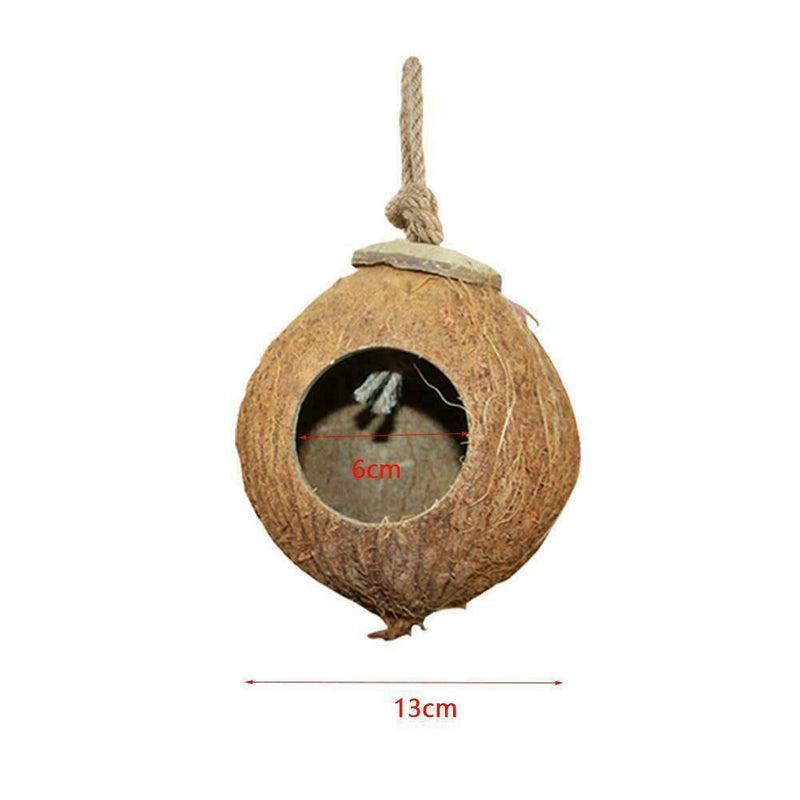 Coconut Shell Bird Nest House Hut Cage Feeder Pet Parrot Toys Parakeet T1N9