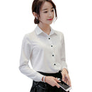 Fashion Women's Shirt Long Sleeve Casual Chiffon Shirt Pure Color Tops Clas