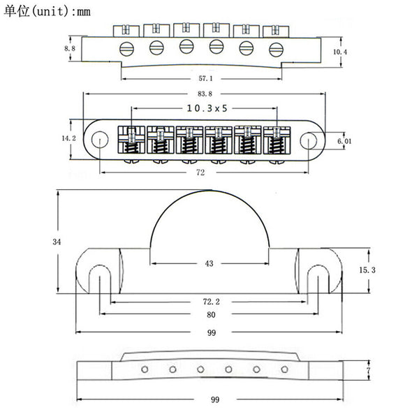1 Set Zinc Alloy Bridge & Tailpiece for Gibson Les Paul Guitar Replacements,