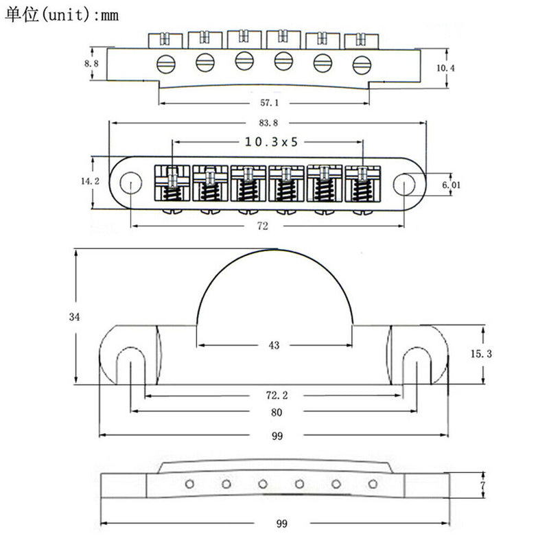 1 Set Zinc Alloy Bridge & Tailpiece for Gibson Les Paul Guitar Replacements,