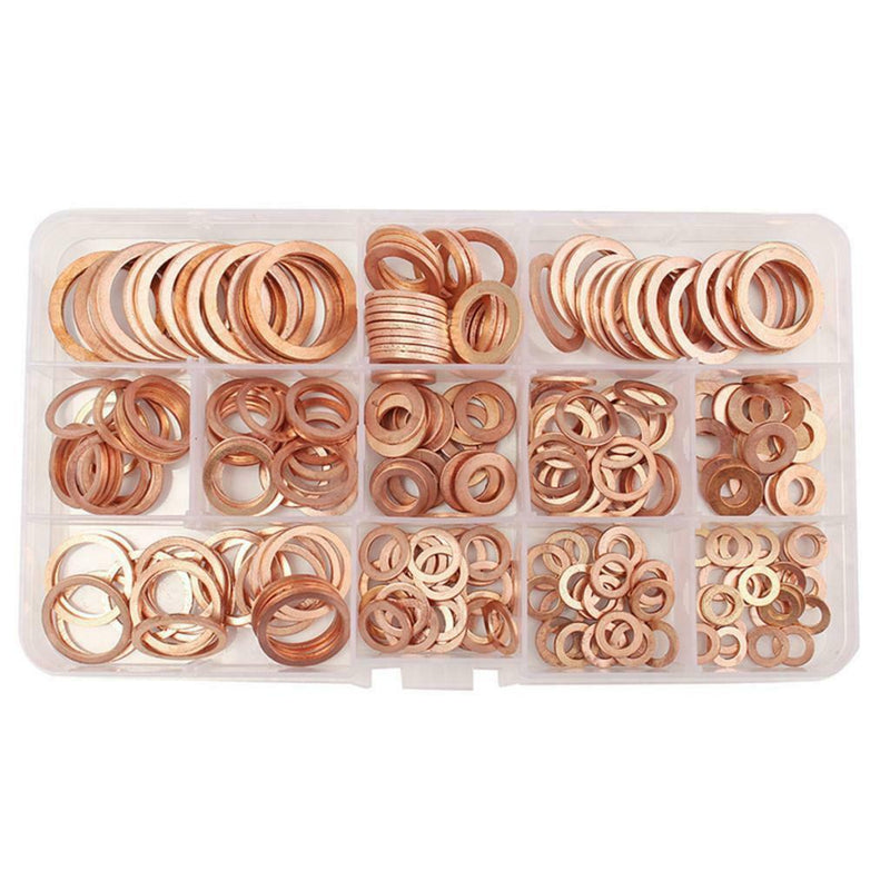 M5-M14 Copper Oil Seal Washer Gasket Flat Assorted w/ Box Set Hardware Parts