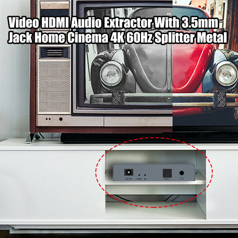 4K HD Splitter Audio Extractor 1 IN 2 OUT HDMI to Optical Spdif Video Extractor