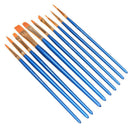 10pcs Blue Watercolor Gouache Paint Brushes Nylon Hair Painting Brush Set