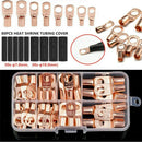 140PCS Copper Wire Ring Terminal Lug SC Battery Welding Bare Connectors Set