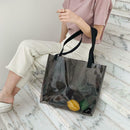 Clear Women Handbag Transparent Shoulder Bag Large Shopping Totes (Black)