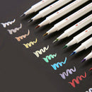 10pcs/set Metallic Markers Glitter Paint Pen Calligraphy Brush Pens for DIY Arts