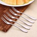 5X Stainless Steel Fruit Fork Two Teeth Prong Fork Dessert Cake Serving Flatware