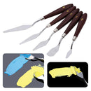 5Pcs Red Brown Handle Stainless Steel Oil Painting Palette Knives Scraper Tools
