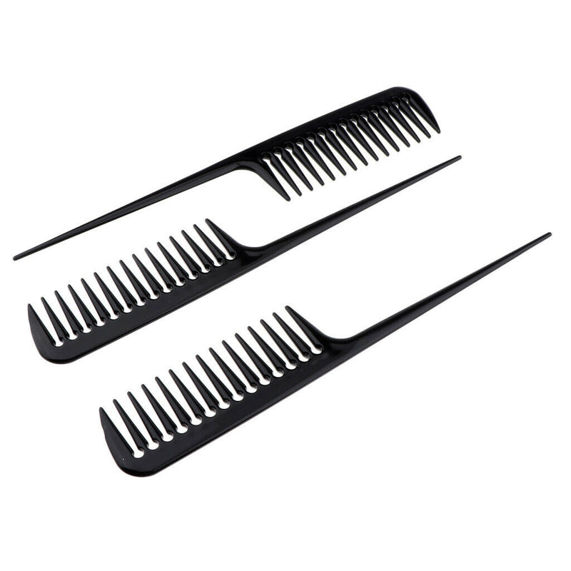 3Pcs Barber Plastic Hair Teasing Comb Lifting Back Combing Brush Rat Tail