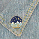 Creative Snow Nightscape Pin Brooch Round Badges Jacket Jewelry (Style 2) A