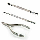 3Pcs Nail Art Cuticle Spoon Pusher Remover Clipper Manicure Set Nipper Tool B5I0