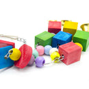 Parrot Colorful Wooden Blocks Chew Toys Bird Swing Toys with Metal Bells Wooden