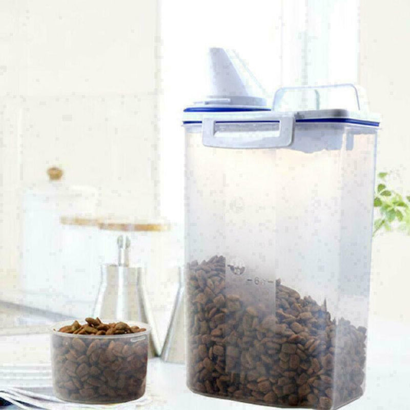 Pet Food Storage Container Airtight Dog Cats with Measuring Cup Clear Favor W8L5