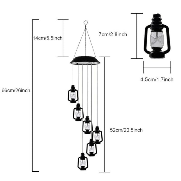 Changing Solar Powered Lanterns Wind Chime Wind Mobile LED Light, Gzero Spi F5J2