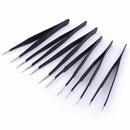 6X Non-magnetic Steel Fine Curved Tip Tweezers Forceps Anti-static ESD SMD chips