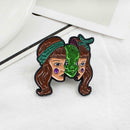 Creative Long Hair Girls Pins Brooches Clothes Lapel Jacket Badges Gifts A