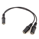 Black 3.5mm 1/8" Female To Dual 3.5mm Jack Female Y Splitter Stereo Audio CablJR