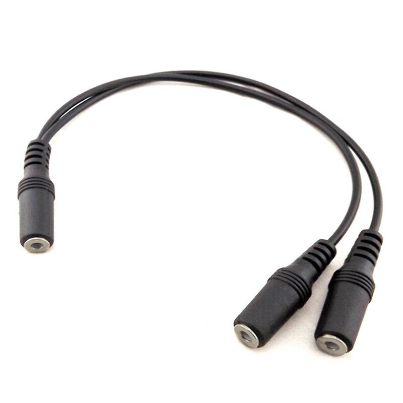 Black 3.5mm 1/8" Female To Dual 3.5mm Jack Female Y Splitter Stereo Audio CablJR