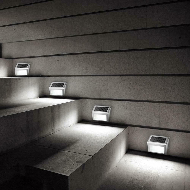 4pcs Stainless Steel 6LED Solar Stair Light Outdoor Garden Path Street Lamp A