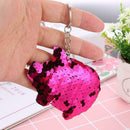 Sequins Pig Keychain Car Backpack Accessories Girl Keyring Pendant (Purple) A
