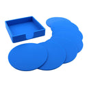 7pcs Rubber Silicone Hot Drink Coasters Round Place Mat Cup Holder,Blue