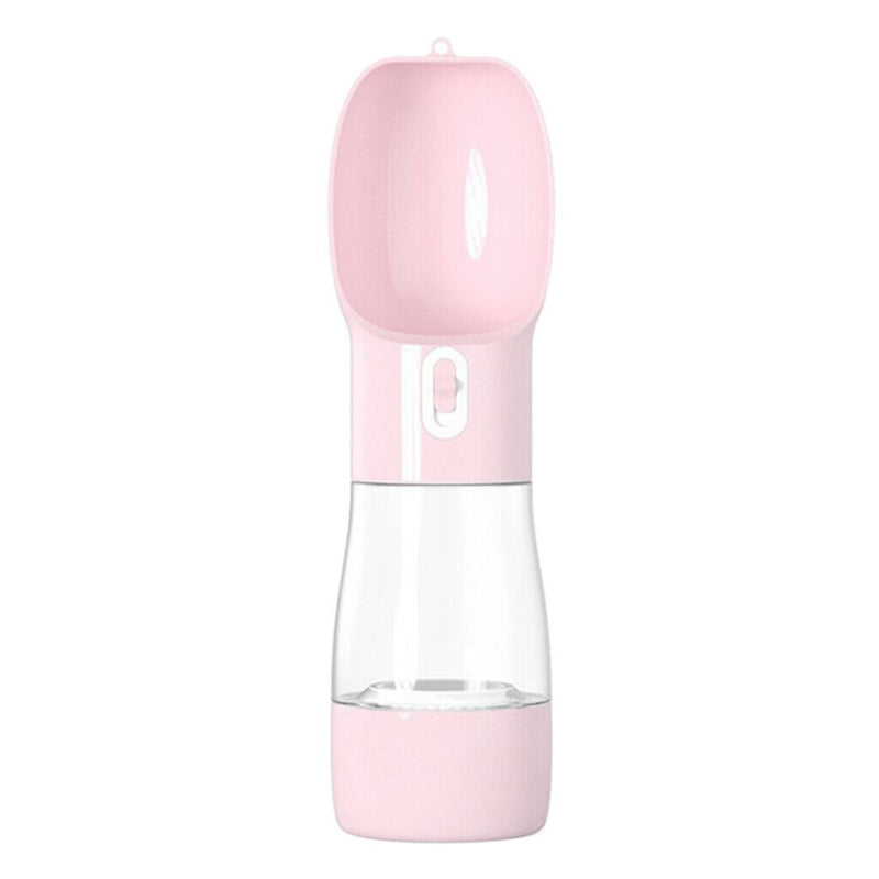 Portable Pets Dog Puppy Water Bottle Drinking Feeder Outdoor Walking Travel Pink
