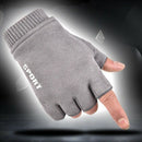 Winter Suede Fingerless-Gloves for Men Half Finger Convertible Mittens Glov