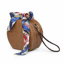 Round Rattan Bag Woven Straw Purse Circle Handmade Wicker Basket Bag