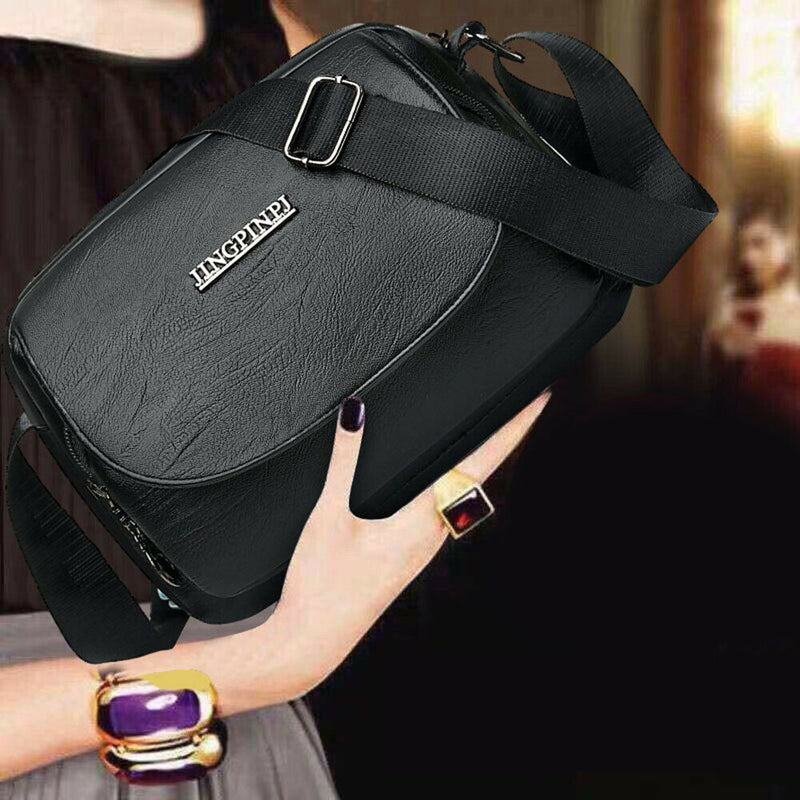 Women Washed PU Crossbody Bag Large Capacity Mother Zipper Shoulder Pouch