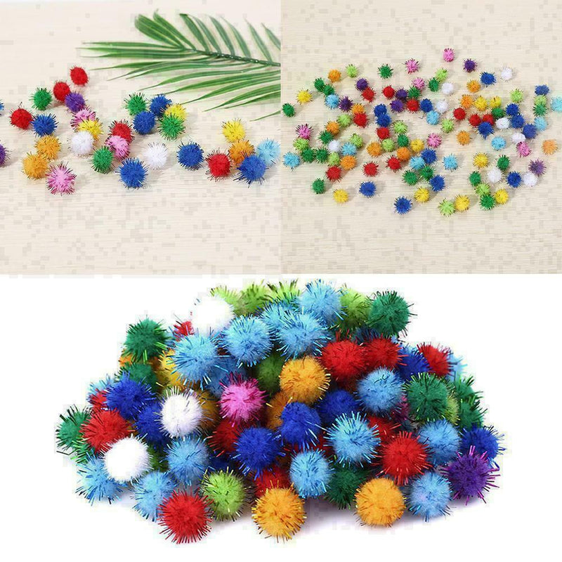 Lot 100pcs Glitter Tinsel Pompom Balls Small Ball Cat Toys pet C9I3 Making F6X4