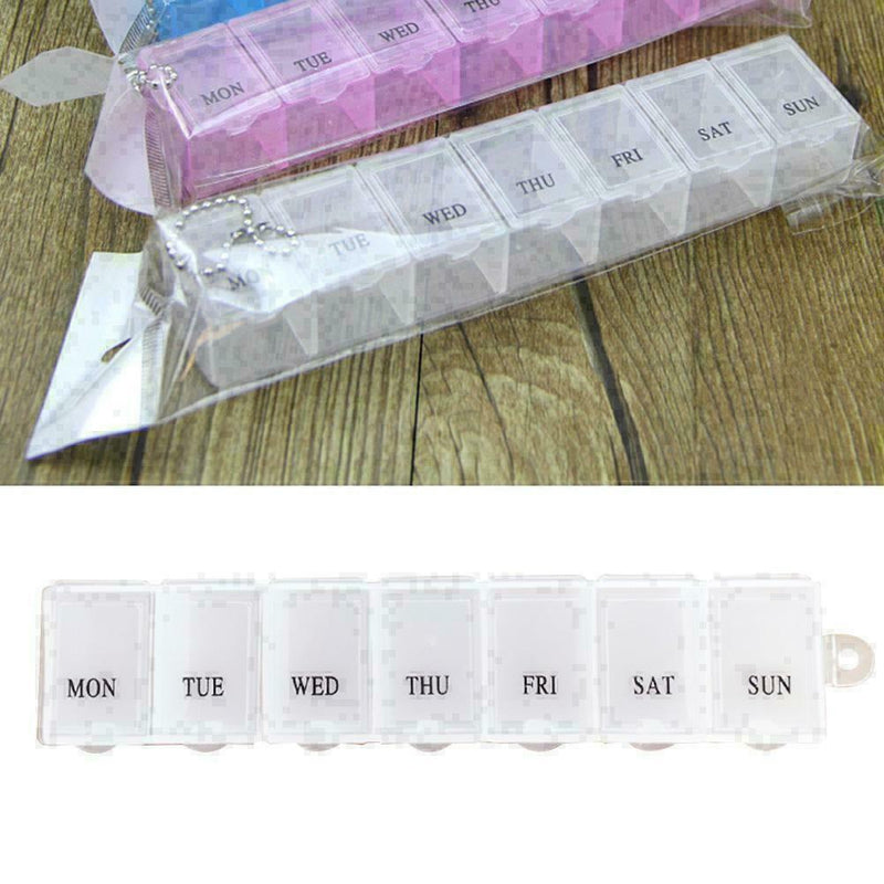 7 Day Weekly Transparent 7 Compartment Tablet Pill Box Case Holder Organize X8K4