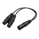 2Pack XLR 3Pin Male to Dual XLR Female Splitter Cable Adapter Converter 1ft