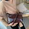 Simple Women Shoulder Bag Leather Totes Retro Travel Handbag (Dark Brown)