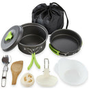 Outdoor 10Pcs Camping Cookware Portable Cooking Equipment Mess Kit Bowls Ba