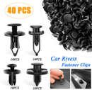 40 Pcs Auto Retainer Clips Car Fasteners Kit Push Pin Plastic Rivets bumper