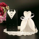 100pcs Bride and Groom Dress Candy Box Tuxedo Ribbon Party Wedding Favors Decor