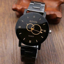 Luxury Men's Quartz Analog Stainless Steel Band Round Dial Wrist Watch Black
