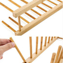 4 Pack Bamboo Wooden Dish Rack Plate Rack Stand Pot Lid Holder Kitchen Cabi