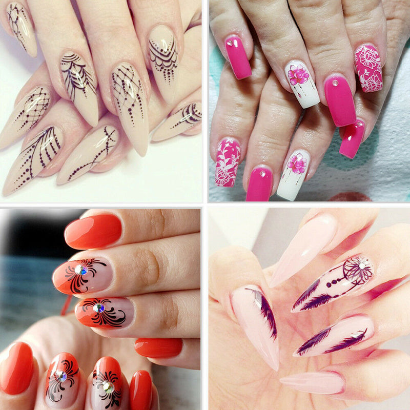 40 Nail Art Water Decals Stickers Transfers Spring Water Effect Flowers Feather*