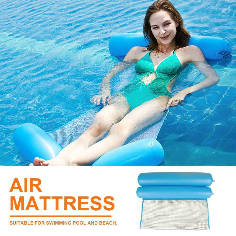 Water Hammock Inflatable Air Mattress Swimming Pool Beach Bed (Light Blue) SN9F