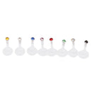 12 Pcs clear flexible Push-In Gem Labrets /Monroes Lip Chin Ring Piercing J X2F6