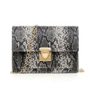 Women Serpentine Shoulder Handbag PU Leather Chain Small Crossbody Bags