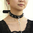 Punk Lady Gothic Slave Leather Choker Chain Spike Rivet Buckle Collar NecklaA3C