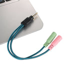 3.5mm 2 Female to 1 Male Headphone Stereo Audio Y Splitter Cable for Laptop