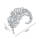 Women Clothes Accessories Big Brooch Jewelry Feather Pins Crystal Rhinestone