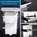 Double Roll Toilet Paper Holder Wall Mounted with Shelf, SUS 304 Stainless