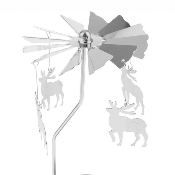 4xRotary Metal Tea Light Candle Holder Snowflake E Tree Owl Stand