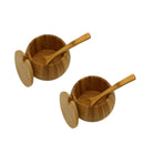 2x Wooden Spice Jar Sugar Bowl Tea Coffee Seasoning Container Kitchen Gadget